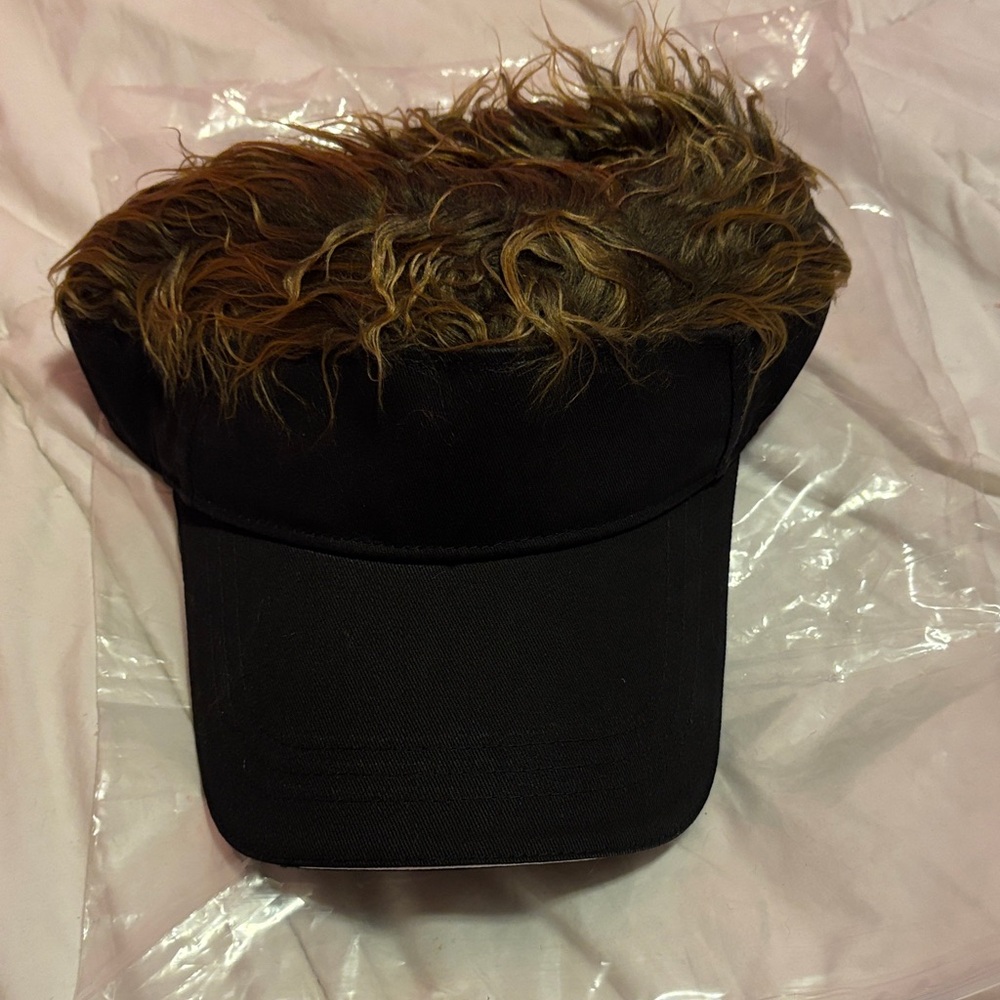 Stylish Black and Brown Fur-Trimmed Cap